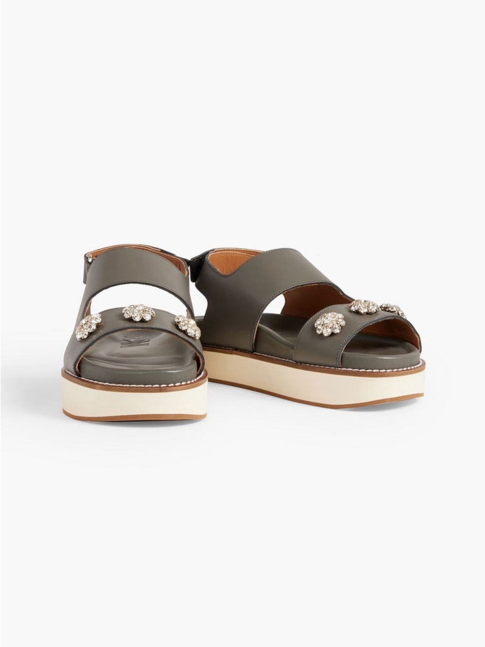 Ganni Grey Jeweled Platform Sandals